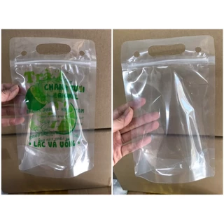 [Giá Siêu Rẻ] Túi zip Trà Chanh - Trà Sữa  in sẵn và trong suốt có quai xách