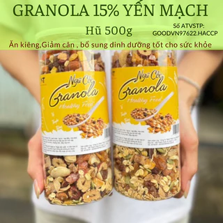 granola siêu hạt 15% yến mạch 500g -  ăn kiêng giảm cân