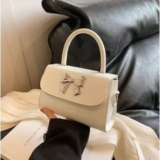 Túi xách nữ da đẹp đeo chéo xách tay túi mini Bag siêu rẻ siêu bền hoạ tiết nơ bạc siêu xinh siêu hot