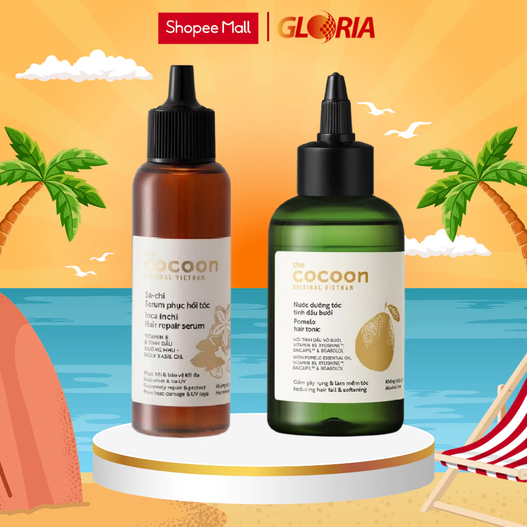 Combo Nước Dưỡng Tóc Tinh Dầu Bưởi Cocoon 140ml + Sa-chi Serum Phục Hồi Tóc Cocoon 70ml