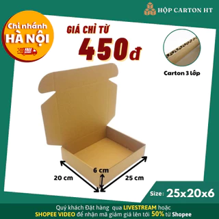 Hộp Carton Nắp Gài 25x20x6 Thùng Giấy Nắp Cài Đóng Hàng Quần Áo, Quà Tặng Handmade - Hộp Carton HT