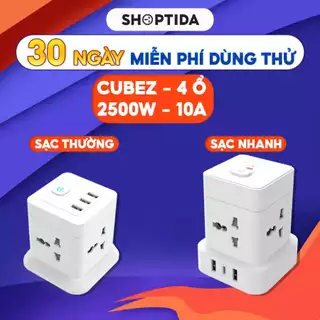 Ổ điện đa năng Shoptida Cubez, USB - Type C, 4 lỗ cắm tải 2500W , 1 đổi 1 15 tháng chính hãng