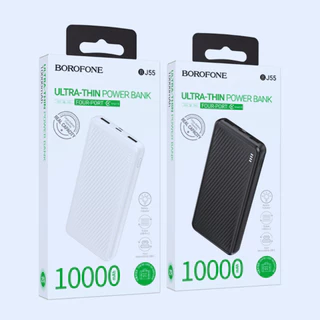 Sạc dự phòng 10000mah J55, pin tích điện thiết kế nhỏ gọn kèm cáp sạc