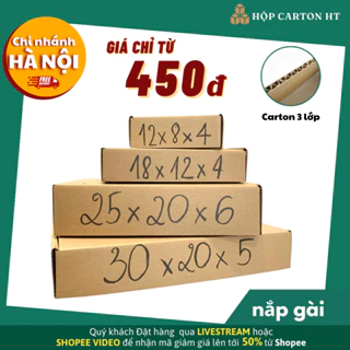 Hộp carton nắp gài nhiều size, hộp đóng hàng đầy đủ kích thước giá gốc tận xưởng - Hộp Carton HT