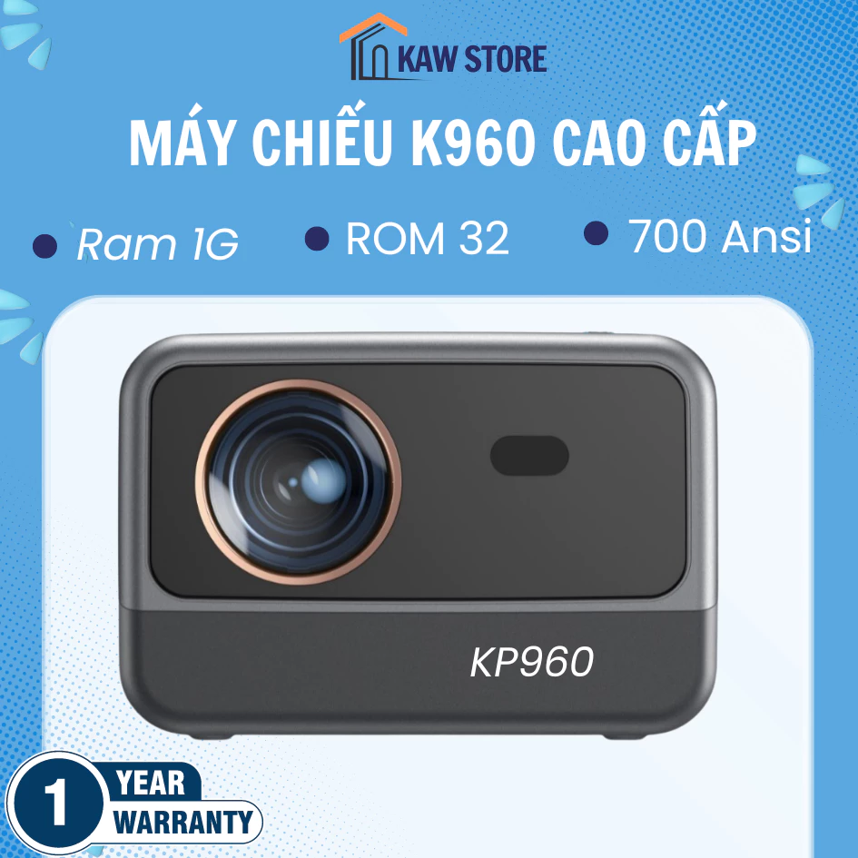 Máy chiếu mini KAW - KP960, K860 mới 2023 độ phân giải 4K hình ảnh sắc nét âm thanh sống động - Bảo hành chính hãng