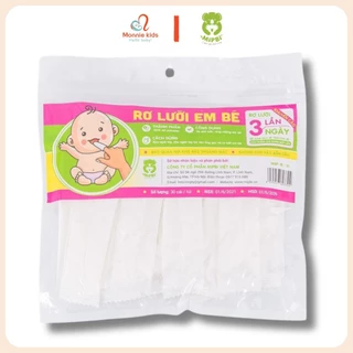 Gạc rơ lưỡi cho bé Mipbi túi 30 chiếc, Tưa lưỡi vệ sinh răng miệng cho trẻ sơ sinh - Monnie Kids