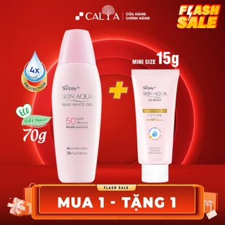 Kem Chống Nắng Sunplay Hồng Dưỡng Trắng - Sunplay Skin Aqua Silky White Gel SPF50+, PA++++ 30g/70g