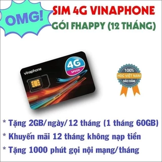 SIM VINAPHONE FHAPPY 12 THÁNG 2GB/NGÀY NGUYÊN KÍT [ĐK CHÍNH CHỦ, CÓ ESIM]