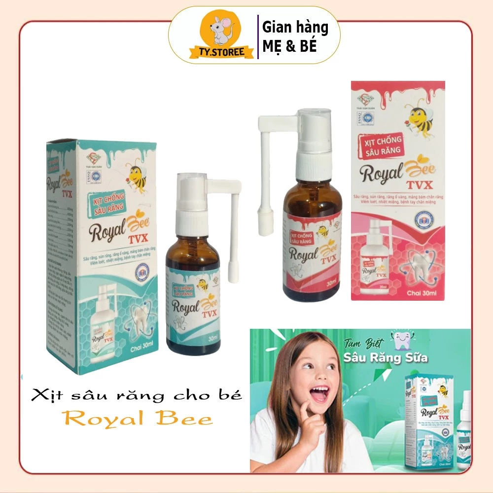 Xịt chống sâu răng cho bé Royal Bee ngăn ngừa sâu răng sún răng vàng ố răng