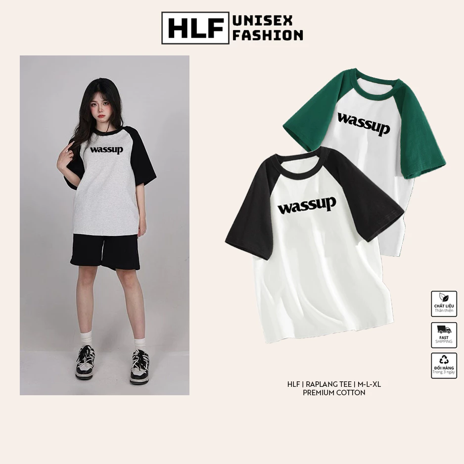 Áo thun baby tee WASSUP form rộng local brand nam nữ, áo phông tay lỡ HLF