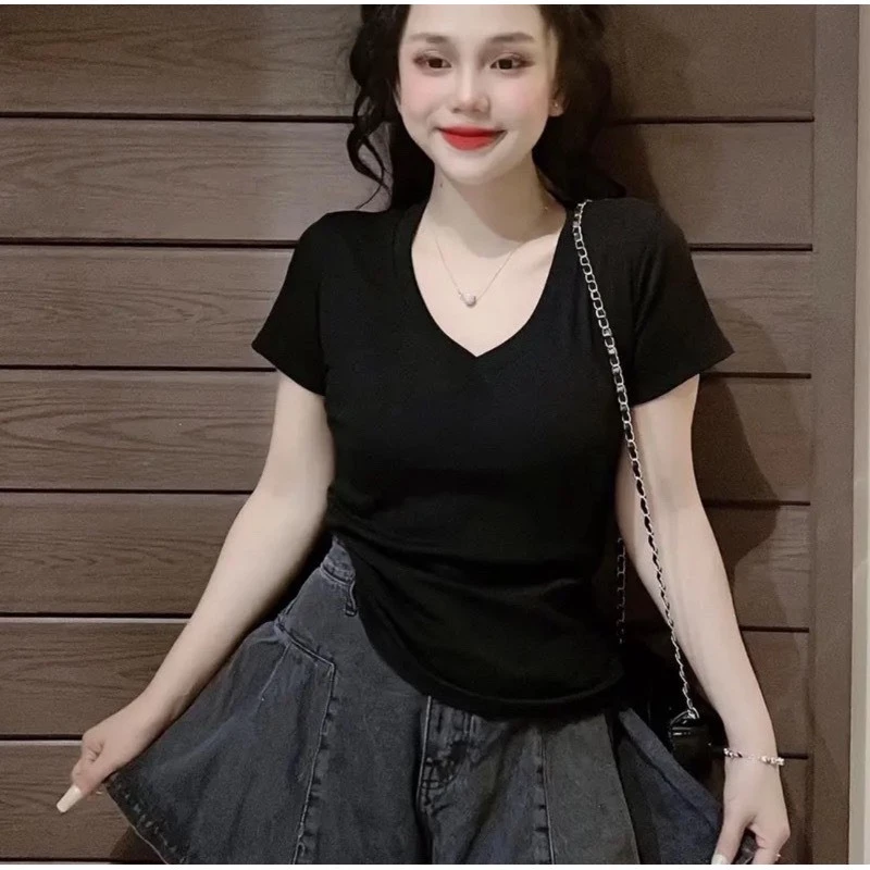 Áo thun babytee nữ tay ngắn chất cotton su (CỔ TIM MỚI) phong cách Hàn Quốc CAMASTORE M1484