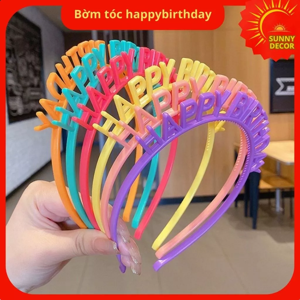 Bờm sinh nhật cho bé gái siêu cute, vương miện công chúa happybirthday