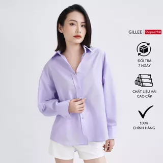 Áo sơ mi nữ GILLEE dáng oversized, sơ mi form rộng vải kate Mỹ tím pastel FAS293