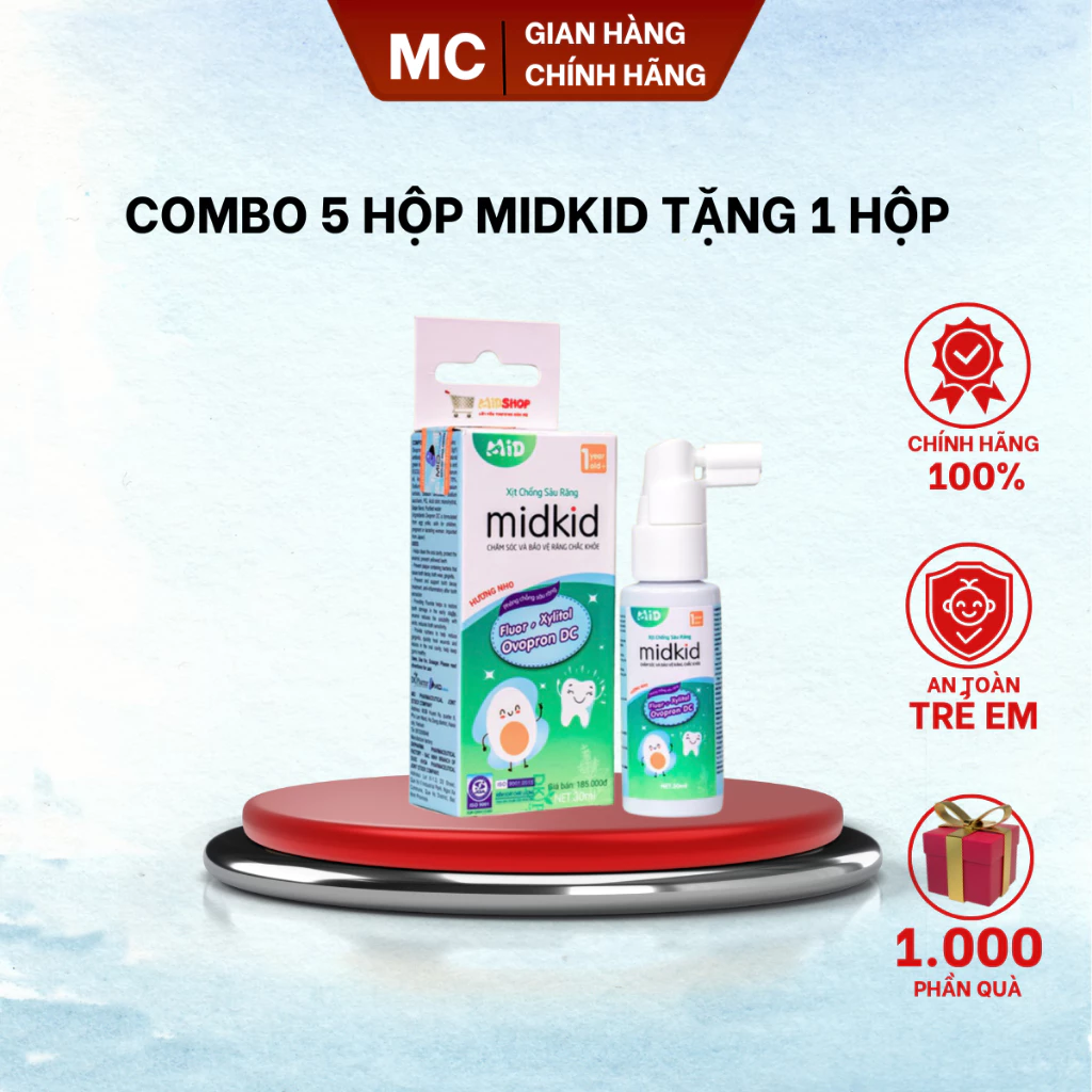 Combo 5 Hộp Xịt Chống Sâu Răng Midkid Tặng 1 Hộp