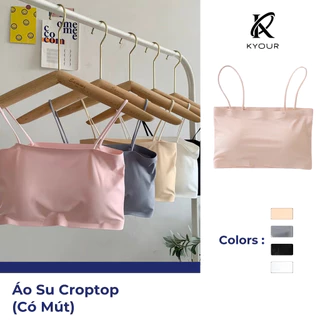 KYOUR Áo Croptop / Áo Ngực Đúc Su Quây 2 Dây Có Mút