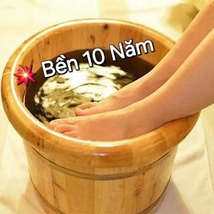 Chậu gỗ ngâm chân bo viền-KHÔNG THẤM MỐC-chậu ngâm chân gỗ tuyết tùng cho spa,khách san,gia đình rông 40cm TẶNG THẢO MỘC