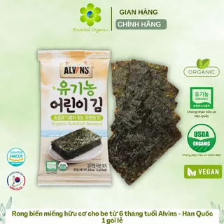 Rong biển miếng hữu cơ organic ăn liền Alvins Hàn Quốc (gói lẻ) rong biển ăn dặm cuộn cơm cho bé