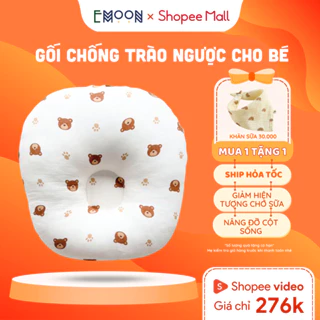 Gối chống trào ngược EMOON, chất liệu muslin cao cấp thấm hút mồ hôi an toàn cho bé giảm thiểu tình trạng nôn trớ sau ăn