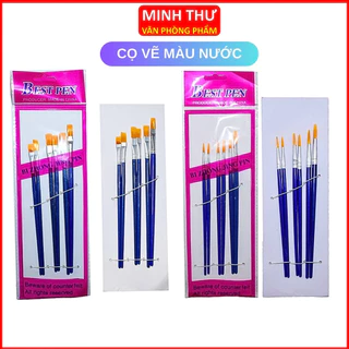 Bộ 6 Cọ Vẽ Màu Nước, Tô Tượng, Cọ Tô Màu Nước, Sơn Dầu, Acrylic - MINH THƯ VPP