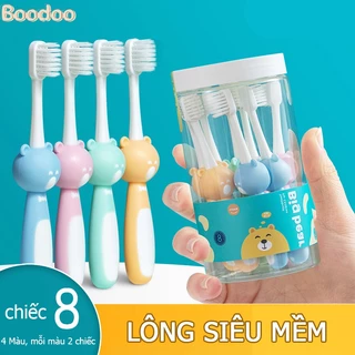 Bàn Chải Đánh Răng cho bé BOODOO Mặt Lông Mềm Với Tay Cầm Chống Trượt, Gấu Hoạt Hình Dễ Thương