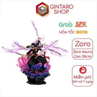 Mô hình One Piece Zoro quỷ thần asura 3 đầu 6 tay haki phiên bản nhỏ cực ngầu, Mô hình nhân vật Zoro chiến đấu cao 24Cm