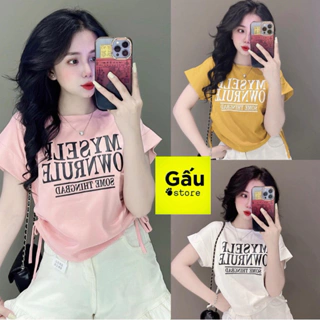 Áo thun croptop nữ dáng vừa tay cánh dơi rút dây ( 787 )