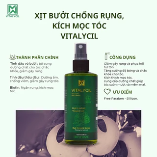 Xịt Bưởi Vitalycil 100ml + dầu gội bưởi VitalyciL Giảm Rụng Tóc +Mặt nạ mask b5 senademar trắng da hạn dùng 2027