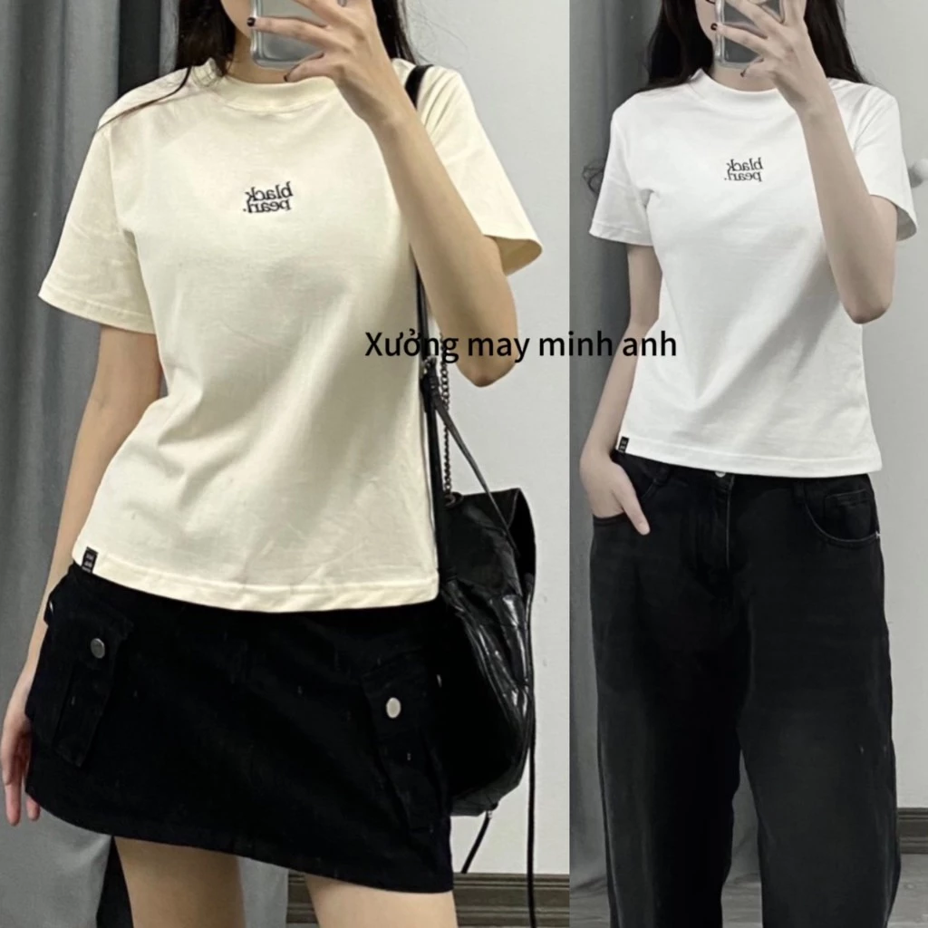Áo Cộc Nữ Thêu BLACK PEARL Chất Cotton Loại 1 Siêu Mềm Mát MA003
