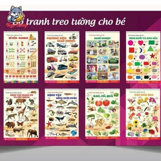 Tranh Treo Tường 14 Chủ Đề cho bé, Tranh Treo Tường Song Ngữ Anh - Việt Giúp Con Khám Phá Thế Giới Xung Quanh