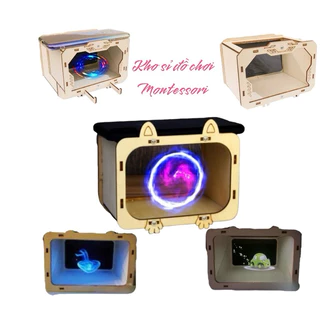 [Hàng đẹp]Trò chơi stem Hologram box,máy chiếu phim 3D, Hộp Tạo Ảo Ảnh 3d, Phiên Bản Dùng Với Điện Thoại