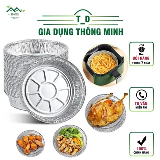 Set 50 Khay Giấy Bạc Nhôm Đa Năng 22cm [LOẠI DÀY] Lót Nồi Chiên Không Dầu Đa Năng, Chịu Nhiệt