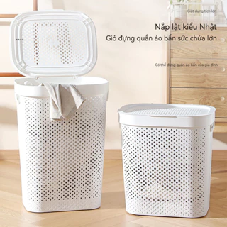 [Sản phẩm mới] giỏ đựng đồ giặt Sọt Đựng Quần Áo  nhựa 45/60L Độ dẻo dai tốt Có nắp Chất liệu dày