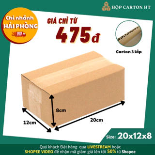 Combo 10 hộp carton 20x12x8, thùng giấy cod gói hàng, hộp bìa carton đóng hàng giá rẻ