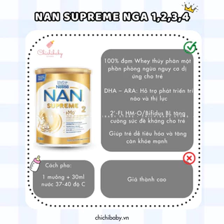 Sữa NAN NGA SUPERME HMO - Thủy phân một phần (NAN VÀNG) [Hàng Bay air - ChichiBaby]