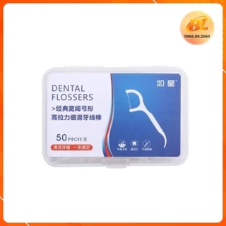 BL013 - Tăm chỉ nha khoa hộp 50 Cây Dental Flossers tăm chỉ vệ sinh răng miệng - Giadungbaolong192