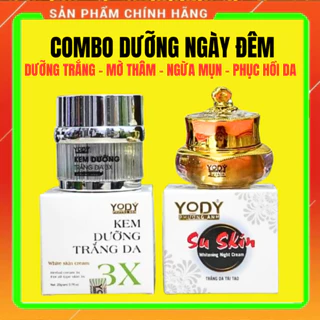 Combo dưỡng trắng da Kem 3X Phương Anh + Kem Đêm Su Skin Yody White chính hãng xóa số lô