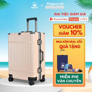 Vali du lịch Kingsun vali khung nhôm khóa sập size 20/24 cao cấp KS051/066 bo góc kim loại chống va đập cực tốt