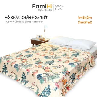 Vỏ chăn chần bông lồng được ruột 2mx2m2 1m5x2m Cotton Satin FamiHi Bedding họa tiết, mền hè thu gòn Microfiber cao cấp.