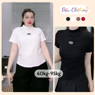 Áo thun babytee Bigsize tay cộc cổ cao tôn dáng vải gân tăm hottrend cho nữ Chubby - G234