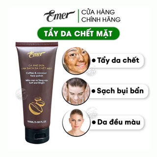 Tẩy tế bào chết mặt cà phê dừa Emer chiết xuất cafe làm sạch da chết mặt da sáng mịn Garin 200ml