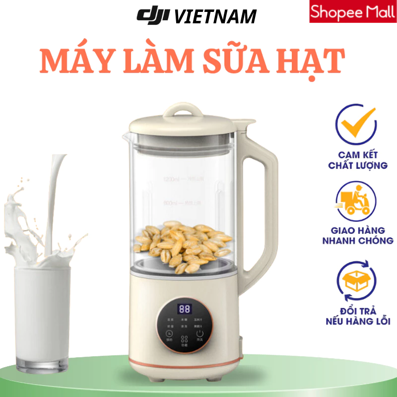 Máy làm sữa hạt 1200 ml cối thủy tinh chịu nhiệt 6 chế độ nấu đa năng cao cấp -VD.STORE