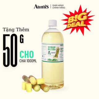 Aumis Đường Nước Syrup Mía Xanh Nguyên Liệu Làm Bánh, Pha Chế, set trà sữa, cà phê, socola