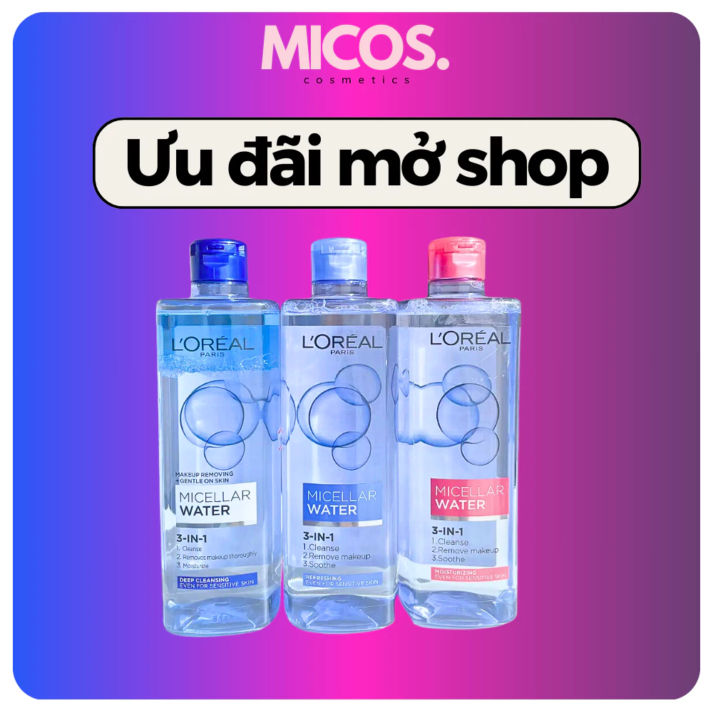 Nước Tẩy Trang Loreal Paris Micellar Water Cho Da Dầu/ Da Khô / Da Make up 400/50ml