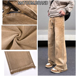 CHOCO LENO UNISEX C2 BAGGY PANTS_quần jean NAM NỮ  wasd choco grey nâu xám line xã tua rua