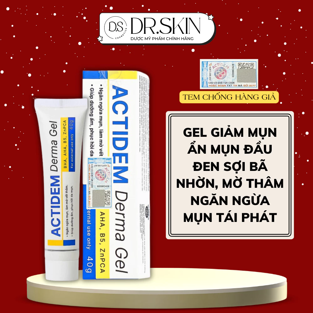 Actidem Derma Gel giảm mụn mờ thâm mụn ngăn ngừa mụn tái phát 18/40 gram