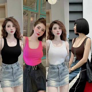 Áo ba lỗ, áo croptop kèm nịt chất thun bozip phối đồ năng động, trẻ trung