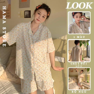 Bộ Đồ Ngủ Pijama Nữ Tay Ngắn Họa Tiết Hoa Nhí Đơn Giản Phong Cách Hàn Quốc -BNN43