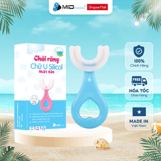 Bàn chải đánh răng chữ U thương hiệu Midkid cho bé từ 1 tuổi, chải xoay 180 độ, massage răng, chất liệu mềm mại, an toàn