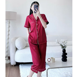 Đồ bộ Pijama lửng Lụa xước cao cấp mát nhẹ, thoải mái, phom bigsize Mĩm Store