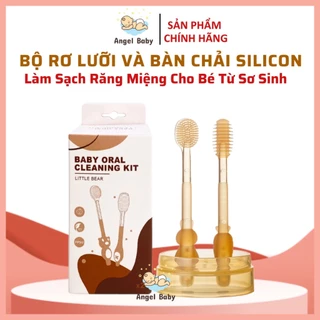 Bộ Rơ Lưỡi Cho Bé Và Bàn Chải Đánh Răng Silicon Siêu Mềm, Giúp Làm Sạch Răng Miệng Cho Trẻ Sơ Sinh từ 0 - 18 Tháng Tuổi